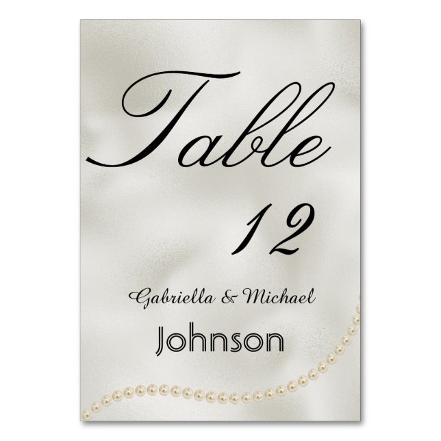 Pearls White Luxe Table Number (Front)