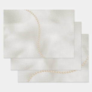 Pearls White Luxe  Wrapping Paper Sheet
