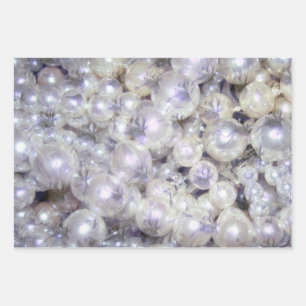 Pearls With Flower Design Wrapping Paper Sheet