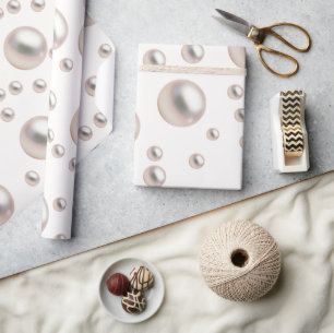 Pearlsa and Prosecco  Bridal Shower Wrapping Paper