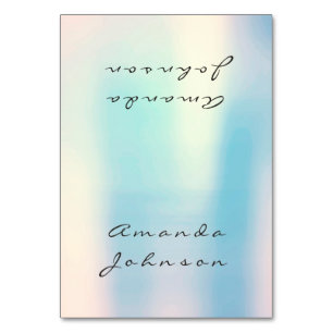 Pearly Blue Opal Peach Pink Gold Personalized Name Table Number