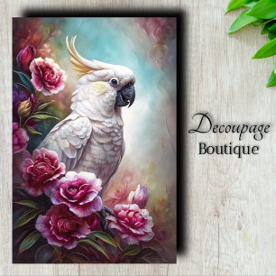 Pearly Grace White Cockatoo Decoupage Tissue Paper