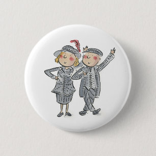 Pearly King and Queen 2 Inch Round Button