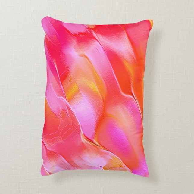 Pearly pink and orange polished rock accent pillow (Back(Vertical))