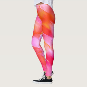 Pearly pink and orange polished rock leggings