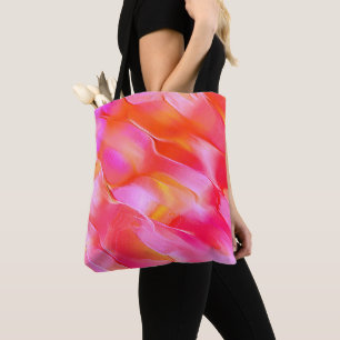 Pearly pink and orange polished rock tote bag