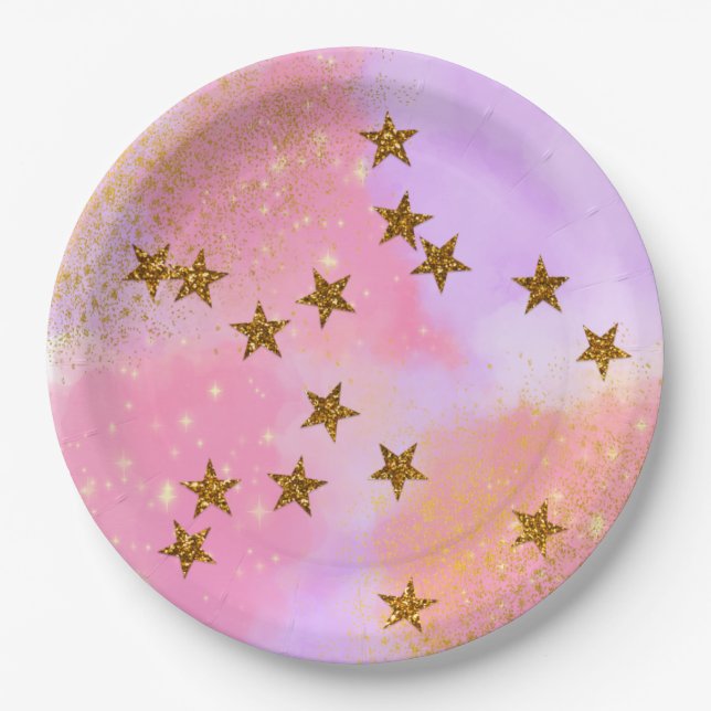 Pearly Pink & Gold Party Plates (Front)