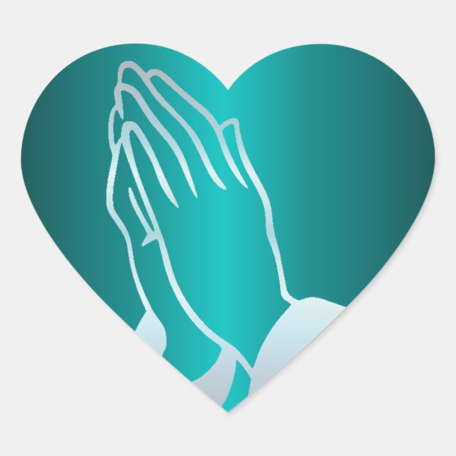 Pearly Praying Hands Heart Sticker (Front)