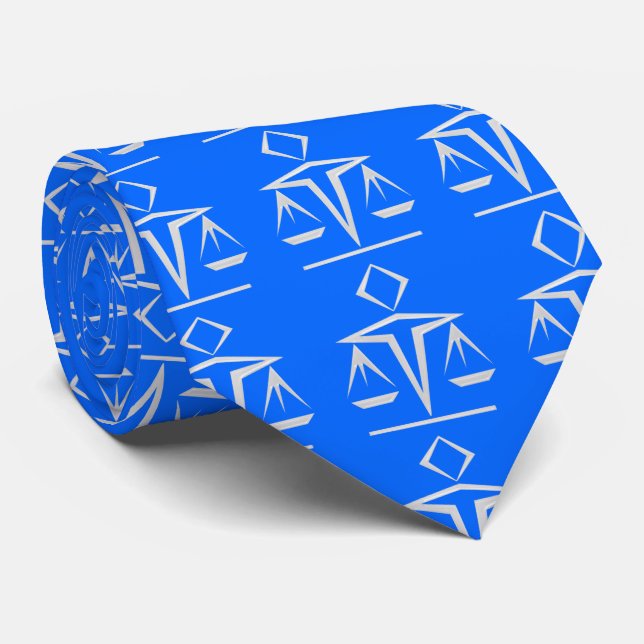 Pearly Scales of Justice on Brandeis Blue Tie (Rolled)