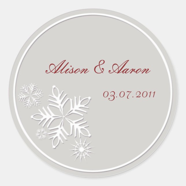 Pearly Snowflakes - Wedding Stickers (Front)