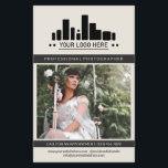 Pearly White Charcoal Photographer Logo Big Photo Flyer<br><div class="desc">Off-white marketing flyer for a professional photographer personalized with a large photo, logo, contact information on one side, and custom text, more photos, and profile photo in a charming clean charcoal black and pearly white design. Feminine and chic professional photography flyer in a clean design with a muted black accent...</div>