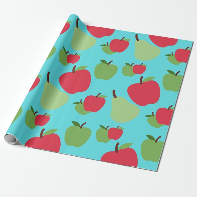 pears and apples fruit pattern  wrapping paper (Unrolled)