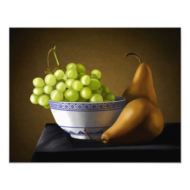 Pears and Grapes Fruit Bowl Still Life Photo Print (Front)