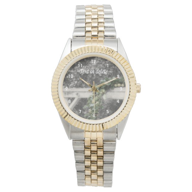 Pears And Hitching Post Black White Personalized Watch (Front)