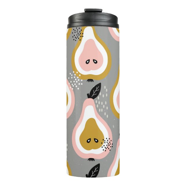 Pears background. Hand drawn illustration. Seamles Thermal Tumbler (Front)