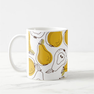 Pears background. Hand drawn overlapping backdrop. Coffee Mug