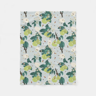 Pears & Bees in a Botanical Floral Garden Kitchen Fleece Blanket