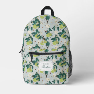 Pears & Bees in a Botanical Floral Garden Printed Backpack