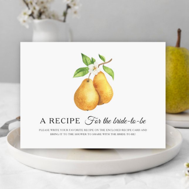 Pears bridal shower Recipe for the bride to be Enclosure Card (Creator Uploaded)
