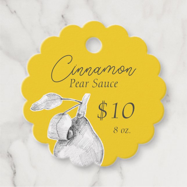 Pears Cinnamon Canning Jar Condiment Price Tag  (Front)
