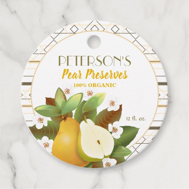 Pears Fruit Canning Jam Favour Tags (Front)