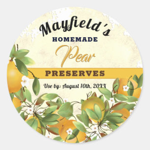 Pears Fruit Canning Jam Jar Label