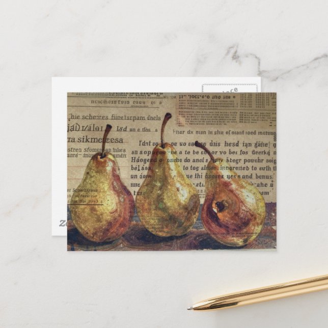 Pears Mixed  Collage Postcard (Front/Back In Situ)