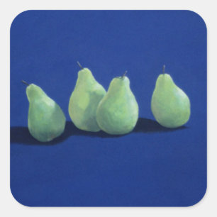 Pears on a Blue Cloth Square Sticker