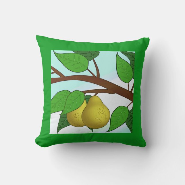 Pears on a Branch Throw Pillow (Front)