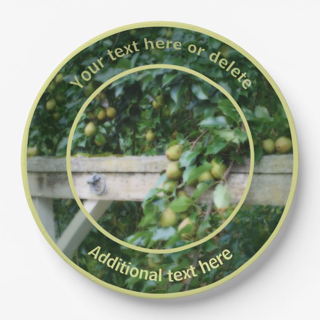 Pears On Old Hitching Post Personalized Party   Paper Plate (Front)