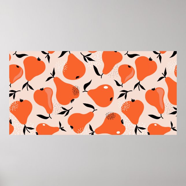 Pears seamless pattern. Hand drawn illustration wi Poster (Front)