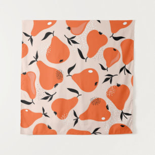Pears seamless pattern. Hand drawn illustration wi Tapestry