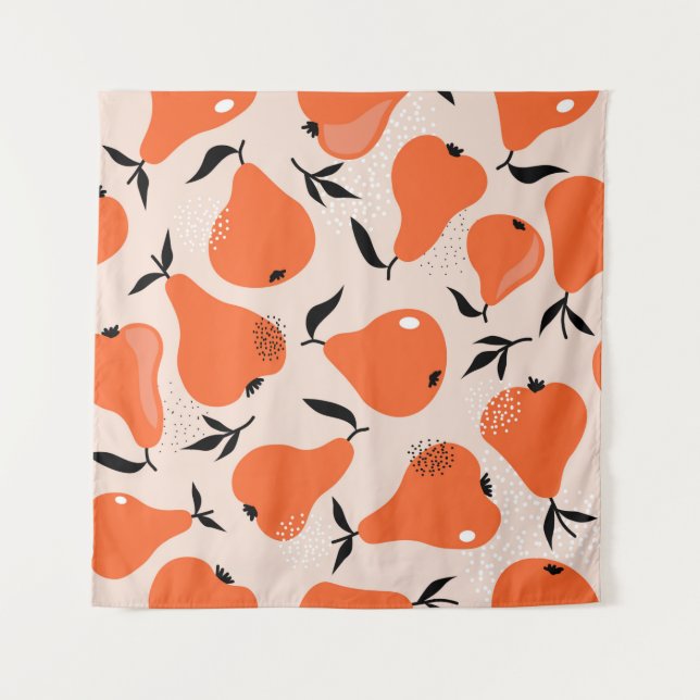 Pears seamless pattern. Hand drawn illustration wi Tapestry (Front)