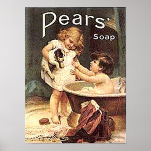 Pears Soap Kids Washing Dog Poster
