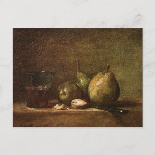 Pears, Walnuts and Glass of Wine by Jean Chardin P Postcard (Front)