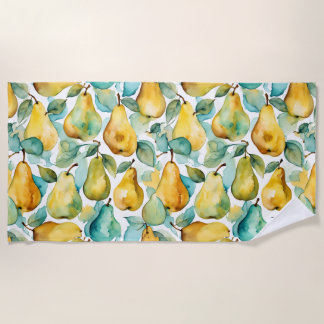 Pears Watercolor Art  Beach Towel
