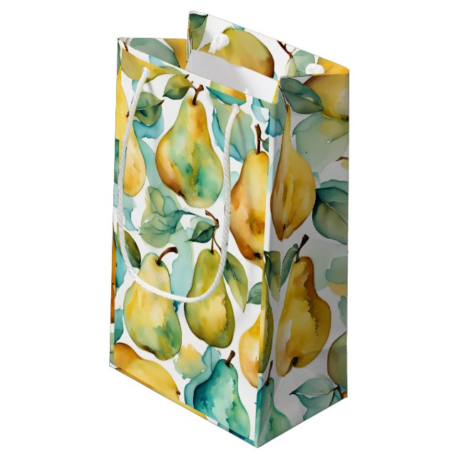 Pears Watercolor Art  Small Gift Bag (Back Angled)