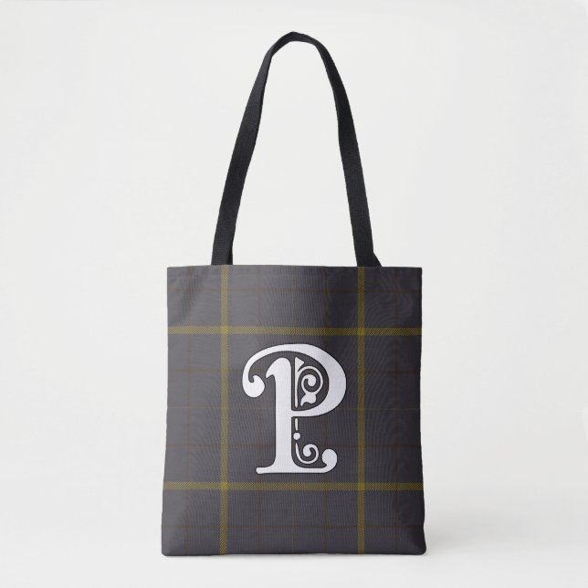 Pearson Clan Tartan Monogram Tote Bag (Front)