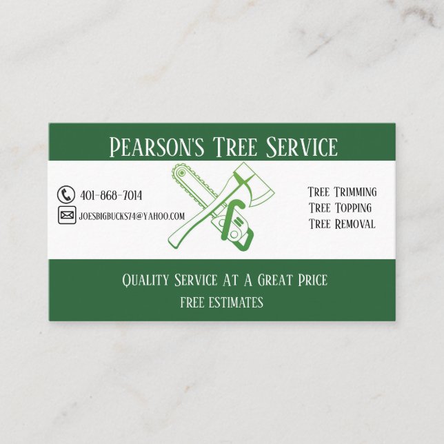 Pearson's Tree Service Business Card (Front)