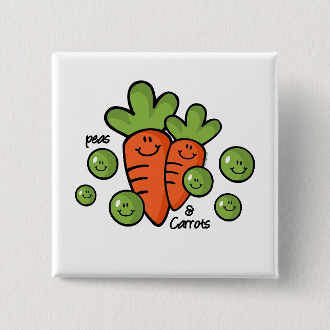 Peas And Carrots 2 Inch Square Button (Front)