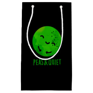 Peas And Quiet Funny Veggie Pea Pun Dark BG Small Gift Bag
