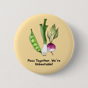Peas and Veggie Best Friends Pun 2 Inch Round Button