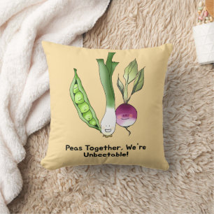 Peas and Veggie Best Friends Pun Throw Pillow