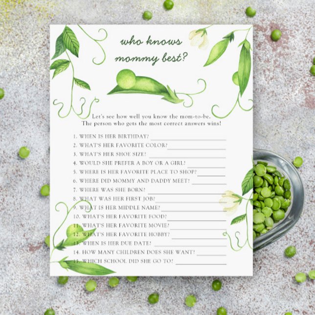 peas baby shower - Who knows mommy best (Creator Uploaded)