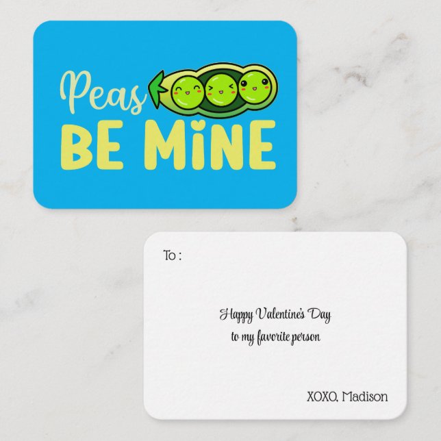 Peas Be Mine Funny Pun Cute Valentine's Day Card (Front/Back)