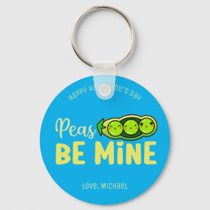 Peas Be Mine Funny Pun Cute Valentine's Day Keychain
