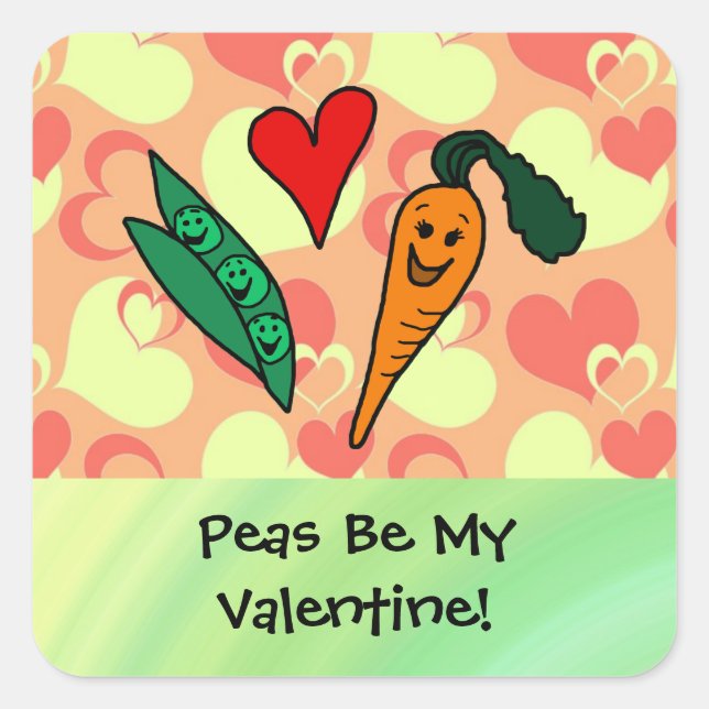 Peas Be My Valentine Square Sticker (Front)