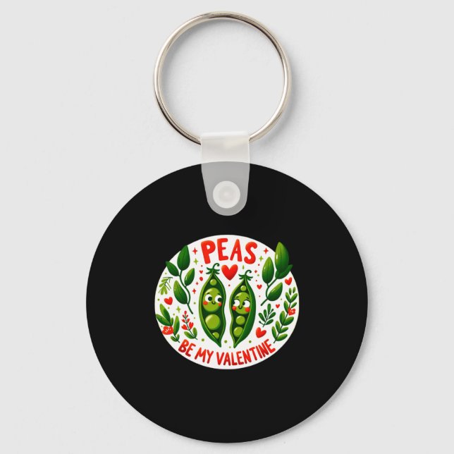 Peas Be My Valentine Valentines Joy  Keychain (Front)