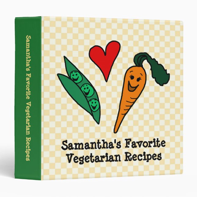 Peas + Carrots, Personalized Vegetable Recipe Book Binder (Front/Spine)