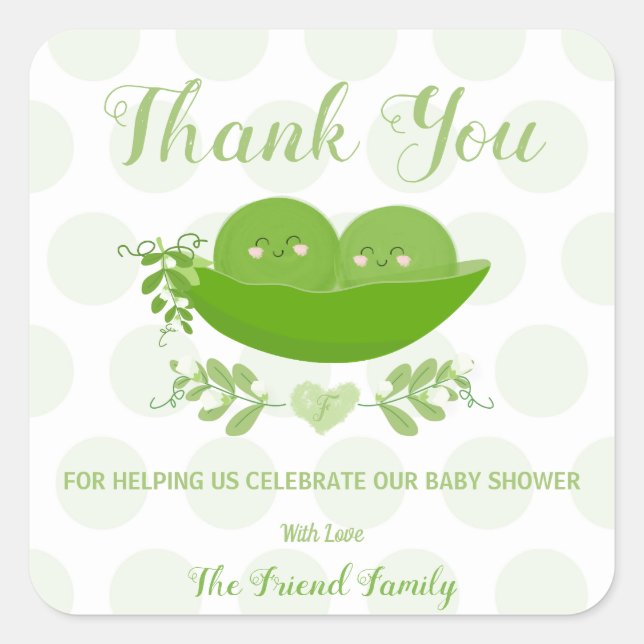 Peas dans un bébé pod Douche Merci Sticker Étiquet (Devant)